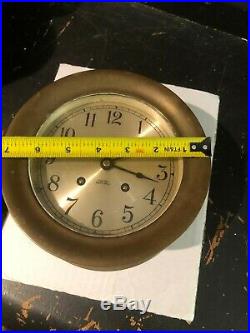 Chelsea Ship's Bell Heavy Brass Nautical Clock 5 3/16 FACE OVERALL 7 3/16