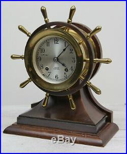 Chelsea Ship's Bell Mariner Wheel Clock Presentation Harvard Working Beautiful
