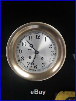Chelsea Ships Bell Clock 6 inch silvered dial serial number 837381 brass time
