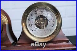 Chelsea Ships Bell Clock And Holosteric Barometer Brass With Wood Stand