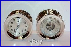 Chelsea Ships Bell Clock & Barometer/thermometer Nickel Plated Antique Ca 1927