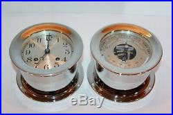 Chelsea Ships Bell Clock & Barometer/thermometer Nickel Plated Antique Ca 1927