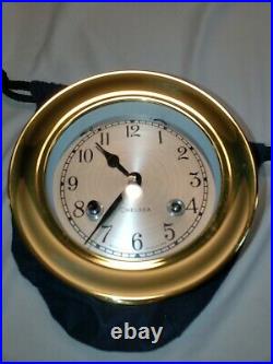 Chelsea Shipstrike 4.5 Ships Bell Clock With Key-NEW-Never wound #40013 Brass