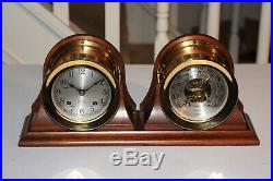 Chelsea Vintage Ship's Bell Clock & Barometer Set 4-1/2 Inch Boston USA