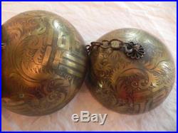 Chinese Cascading Bells Gongs Set of 4 Hand Hammered Engraved Antique