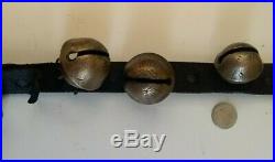 Classic Antique Sleigh Bells, 13 Graduated Petal Brass Bells On 3.5' Strap