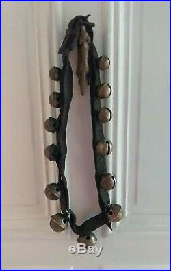 Classic Antique Sleigh Bells, 13 Graduated Petal Brass Bells On 3.5' Strap