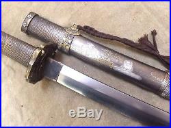 Collectable Japanese Samurai Sword Sharp Blade Warriors&Belle Saya Brass Sheath