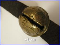Complete Set 17 Graduated Antique Brass Petal Sleigh Bells 70 Leather Strap