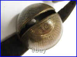 Complete Set 17 Graduated Antique Brass Petal Sleigh Bells 70 Leather Strap