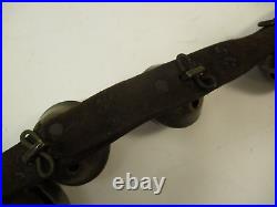 Complete Set 17 Graduated Antique Brass Petal Sleigh Bells 70 Leather Strap