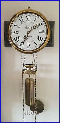 Comtoise Station Clock French Style 8 Day One Weight Brass Pendulum Bell Strike