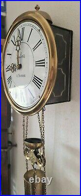 Comtoise Station Clock French Style 8 Day One Weight Brass Pendulum Bell Strike