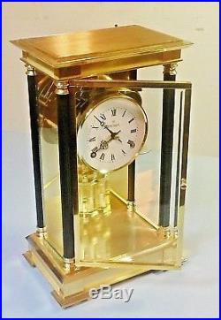 Crystal regulator double bell strike 8 day beveled glass / heavy brass clock