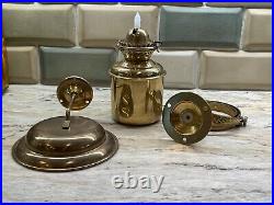 DHR Brass Gimbal Oil Lamp Sconce Smoke Bell Lantern Vintage Wall Mount