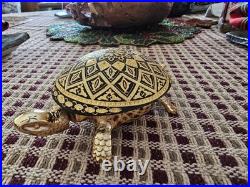 Damasquina Brass Turtle Hotel Desk Bell Antique Vintage