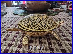 Damasquina Brass Turtle Hotel Desk Bell Antique Vintage