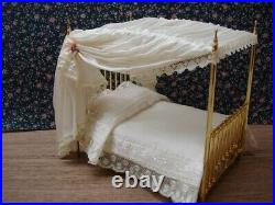 Dollhouse Miniatures Vintage Clare-Bell Brass Bed Dressed by Joyce Metcalf, IGMA