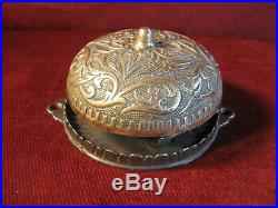 Door Bell Large Antique Brass & Cast Iron Decorative Working 1876 6 In. Base