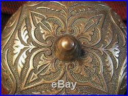 Door Bell Large Antique Brass & Cast Iron Decorative Working 1876 6 In. Base