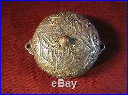 Door Bell Large Antique Brass & Cast Iron Decorative Working 1876 6 In. Base