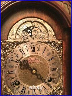 Dutch 8 day Warmink Pendulum Bracket Clock Moon phase, 2 bells, wood Cornice