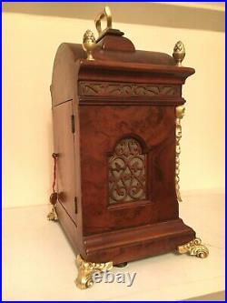 Dutch 8 day Warmink Pendulum Bracket Clock Moon phase, 2 bells, wood Cornice