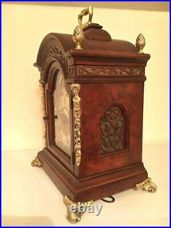 Dutch 8 day Warmink Pendulum Bracket Clock Moon phase, 2 bells, wood Cornice