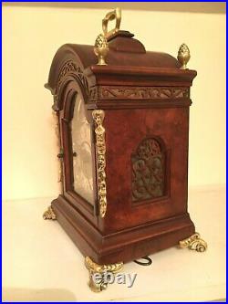 Dutch 8 day Warmink Pendulum Bracket Clock Moon phase, 2 bells, wood Cornice