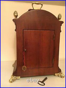 Dutch 8 day Warmink Pendulum Bracket Clock Moon phase, 2 bells, wood Cornice