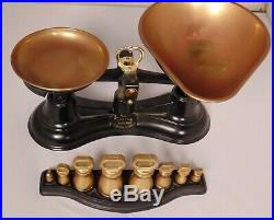 ENGLISH BLACK SALTER Metric KITCHEN SCALE BRASS BELL WEIGHT