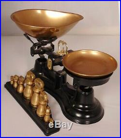 ENGLISH BLACK SALTER Metric KITCHEN SCALE BRASS BELL WEIGHT