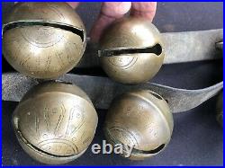 Early 1800 Antique 13 Brass Horse Sleigh Petal Bells John Shipman 1779 -1859