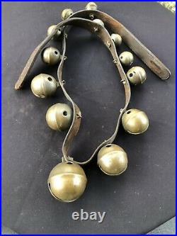 Early 1800 Antique 13 Brass Horse Sleigh Petal Bells John Shipman 1779 -1859