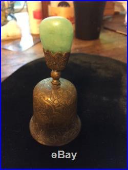 Early 20th Century Chinese Brass Bell with Solid Jade Handle (sn0962)