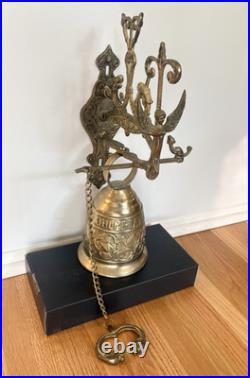 Early 20th Century Gothic Brass Monastery Bell Vocem Meam Audit Qui Me Tangit