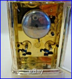Early 20th century silver plated chiming on bell carriage clock made in France
