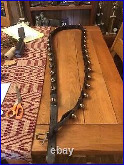 Early Double Leather Strap Of 30 Brass Sleigh Bells