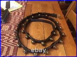 Early Double Leather Strap Of 30 Brass Sleigh Bells