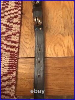 Early Double Leather Strap Of 30 Brass Sleigh Bells