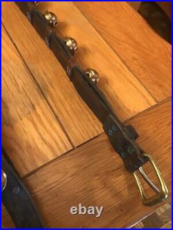 Early Double Leather Strap Of 30 Brass Sleigh Bells