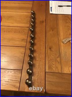 Early Leather Strap Of 12 Brass Sleigh Bells