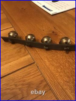 Early Leather Strap Of 12 Brass Sleigh Bells
