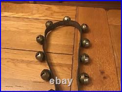 Early Leather Strap Of 26 Brass Sleigh Bells
