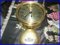 Early Seth Thomas brass ship, s clock with external bell