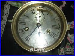 Early Seth Thomas brass ship, s clock with external bell