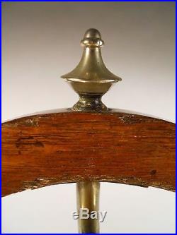 Edwardian Antique Oak & Brass Table Top Dinner Gong and Mallet, c 1901-1910