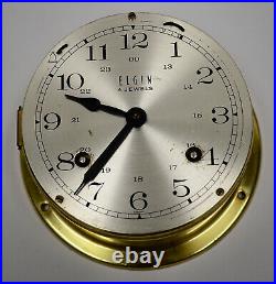 Elgin 132-071 Ship's Bell 4 Jewel West Germany Nautical Marine Brass Clock Vtg