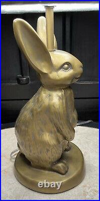 Emily & Meritt Pottery Barn Teen brass bunny lamp with blue shade 22