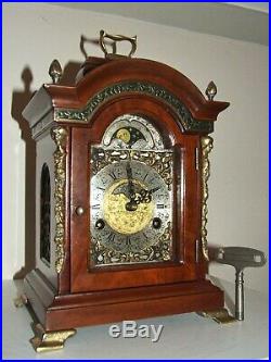 English/Dutch 8 day Warmink Bracket Clock Moon phase, 2 bells, Pendulum Movement